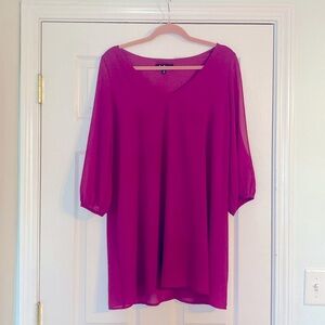 Lulus Women’s size medium, hot pink, mini dress with sheer slit sleeves